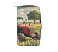 QMKFWT Tractor Theme Leather Wallet Long Checkbook Wallets Classic Bifold Ladies Clutch with ID Window