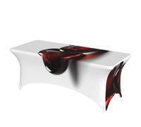 QMKFWT Transparent Two Hearts Decorative Tablecloth Protector for Wedding, Banquet & Parties6FT Spandex Rectangle Tablecloths, Stretch Washable Table Cloth Wrinkle Free Patio Table Cover