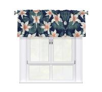 QMKFWT Tropical Hibiscus Flower Curtain Valance for Windows,Kitchen Window Curtains Blackout Drapes Window Treatments Decorative Rod Pocket Short Curtain for Living Room Bedroom,54" W x 18" L