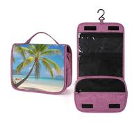 QMKFWT Tropical Palm Tree Toiletry Bag Waterproof Makeup Bag with Hanging Hook Cosmetic Bags for Women Travel Essentials