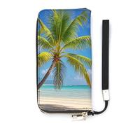 QMKFWT Tropical Palm Tree Wallet Large Capacity Clutch Cash PursePU Leather Long Zipper Pouch Wallet Unisex, white, 20x10.5cm, Wallet