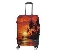 QMKFWT Tropical Sunset Travel Luggage Cover Washable Anti-scratch Suitcase Protector Dustproof Protective Cover Case for Wheeled Luggage Fits 19-32 Inch Luggage, white, L
