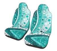 QMKFWT Turquoise and White Circle Printed 2 Pcs Automotive Seat Covers for Front with Elastic Straps Car Protector Seat Covers for Car SUV Truck