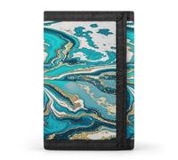 QMKFWT Turquoise Blue Gold Marble Casual Wallet Credit Card Holder Premium Document Organizer Case for Men And Women
