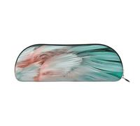 QMKFWT Turquoise Feather Pattern Pencil Pouch Leather,Small Pen Bags With Zipper For Pencils,Pens,Markers,Makeups,Change,Coins