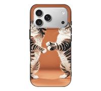 QMKFWT Two Cats Dancing Phone Case for Phone 17, TPU Anti-Yellowing Scratch Resistant, Slim Shockproof Cover with Precise Cutouts, Supports Wireless Charging Phone Case for Phone 17