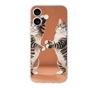 QMKFWT Two Cats Dancing Phone Case for Phone 17, TPU Anti-Yellowing Scratch Resistant, Slim Shockproof Cover with Precise Cutouts, Supports Wireless Charging Phone Case for Phone 17