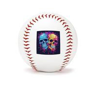 QMKFWT Two Different Skulls Baseball Standard Practice Baseball Flat Raised Seam Options Official League Baseballs for League Play Pitching Hitting Batting Fielding Gifts