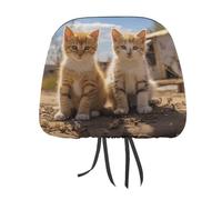 QMKFWT Two Little Cats Car Seat Headrest Cover Adjustable and Reusable Anti-Dirty Flexible Hear Rest Covers Soft Dust-Proof Car Seat Headrest Protector for Most Vehicles