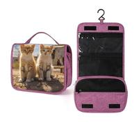 QMKFWT Two Little Cats Toiletry Bag Waterproof Makeup Bag with Hanging Hook Cosmetic Bags for Women Travel Essentials
