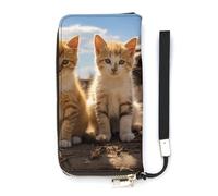 QMKFWT Two Little Cats Wallet Large Capacity Clutch Cash PursePU Leather Long Zipper Pouch Wallet Unisex, white, 20x10.5cm, Wallet