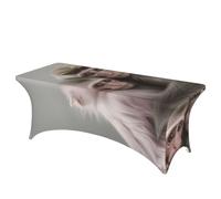 QMKFWT Two Macaques Hugging Decorative Tablecloth Protector for Wedding, Banquet & Parties6FT Spandex Rectangle Tablecloths, Stretch Washable Table Cloth Wrinkle Free Patio Table Cover