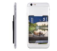 QMKFWT Two Snails on the Bench Phone Wallet, Stick On Card Holder for Back of Phone Case - Leather Cell Phone Card Wallet Sleeve Adhesive Phone Pocket - Compatible with Most Cell Phones