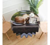 QMKFWT Two Snails On The Bench Printed Round Tablecloth,Dust-Proof Wrinkle Resistant Table Cover Washable Polyester Table Cloth for Kitchen Dining Room Farmhouse Picnic Indoor Outdoor(Round 60 Inch)