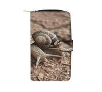 QMKFWT Two Snails Pattern Leather Wallet Long Checkbook Wallets Classic Bifold Ladies Clutch with ID Window