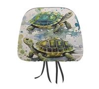 QMKFWT Two Turtles Watercolor Splash Car Seat Headrest Cover Adjustable and Reusable Anti-Dirty Flexible Hear Rest Covers Soft Dust-Proof Car Seat Headrest Protector for Most Vehicles