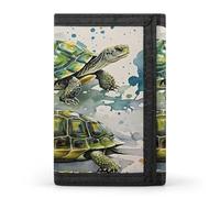 QMKFWT Two Turtles Watercolor Splash Casual Wallet Credit Card Holder Premium Document Organizer Case for Men And Women