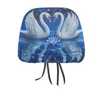 QMKFWT Two White Swans Car Seat Headrest Cover Adjustable and Reusable Anti-Dirty Flexible Hear Rest Covers Soft Dust-Proof Car Seat Headrest Protector for Most Vehicles