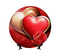 QMKFWT Valentine's Day Bone China Decorative Plate,8inï¼ˆ20cmï¼‰ Ceramic Decorative Plates with Display Stand,Ceramic Ornaments Art Porcelain Plate for Home Office Wall Decor Collections Plates