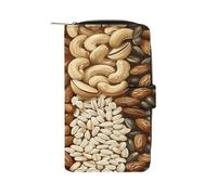QMKFWT Various Nut Patterns Leather Wallet Long Checkbook Wallets Classic Bifold Ladies Clutch with ID Window