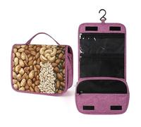 QMKFWT Various Nut Patterns Toiletry Bag Waterproof Makeup Bag with Hanging Hook Cosmetic Bags for Women Travel Essentials