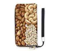 QMKFWT Various Nut Patterns Wallet Large Capacity Clutch Cash PursePU Leather Long Zipper Pouch Wallet Unisex, white, 20x10.5cm, Wallet