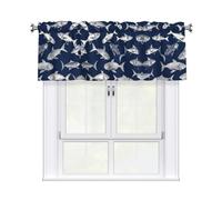 QMKFWT Various Sea Fish Pattern Curtain Valance for Windows,Kitchen Window Curtains Blackout Drapes Window Treatments Decorative Rod Pocket Short Curtain for Living Room Bedroom,54" W x 18" L
