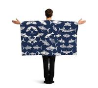 QMKFWT Various Sea Fish Pattern Flag Cape with Sleeves for Adults, Wearable Flag Cloak Lightweight Body Flag Cloak Outfits Costume Accessories for Party Favors Celebrations