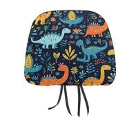 QMKFWT Vibrant Dinosaur Car Seat Headrest Cover Adjustable and Reusable Anti-Dirty Flexible Hear Rest Covers Soft Dust-Proof Car Seat Headrest Protector for Most Vehicles