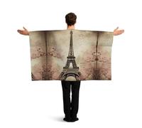 QMKFWT Vintage Eiffel Tower Flag Cape with Sleeves for Adults, Wearable Flag Cloak Lightweight Body Flag Cloak Outfits Costume Accessories for Party Favors Celebrations
