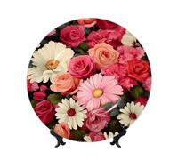 QMKFWT Vintage Floral Bone China Decorative Plate,8inï¼ˆ20cmï¼‰ Ceramic Decorative Plates with Display Stand,Ceramic Ornaments Art Porcelain Plate for Home Office Wall Decor Collections Plates