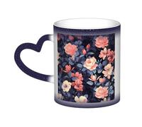 QMKFWT Vintage Floral Coffee Mugs 11 Oz Heat Sensitive Starry Sky Color Changing Mugs, Ceramic Magic Cup with Handle Personalized Tea Cups Novelty Coffee Cup Gift for Women Men Blue