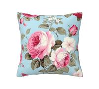 QMKFWT Vintage Rose Print Throw Pillow Covers Decorative Pillow Cover Square Cushion Cases Soft Cushion Cover Throw Sofa Pillow Case for Home Decor Living Room Bed Couch Car 16"x16"