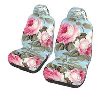 QMKFWT Vintage Rose Printed 2 Pcs Automotive Seat Covers for Front with Elastic Straps Car Protector Seat Covers for Car SUV Truck