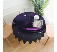 QMKFWT Water Droplets Printed Round Tablecloth,Dust-Proof Wrinkle Resistant Table Cover Washable Polyester Table Cloth for Kitchen Dining Room Farmhouse Picnic Indoor Outdoor(Round 60 Inch)