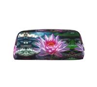 QMKFWT Water Lily Light and Shadow print Pencil Bag waterproof Zipper Pencil Case Leather Pen Box Cosmetic Bag For Office Pencil