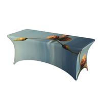 QMKFWT Water Snail Decorative Tablecloth Protector for Wedding, Banquet & Parties6FT Spandex Rectangle Tablecloths, Stretch Washable Table Cloth Wrinkle Free Patio Table Cover