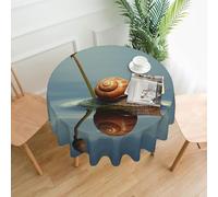 QMKFWT Water Snail Printed Round Tablecloth,Dust-Proof Wrinkle Resistant Table Cover Washable Polyester Table Cloth for Kitchen Dining Room Farmhouse Picnic Indoor Outdoor(Round 60 Inch)