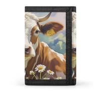 QMKFWT Watercolor Cow And Daisy Flower Casual Wallet Credit Card Holder Premium Document Organizer Case for Men And Women