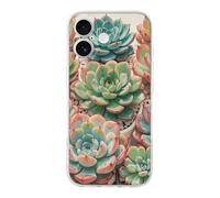 QMKFWT Watercolor Succulent Flower Phone Case for Phone 17, TPU Anti-Yellowing Scratch Resistant, Slim Shockproof Cover with Precise Cutouts, Supports Wireless Charging Phone Case for Phone 17