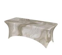 QMKFWT Wavy Line Style Decorative Tablecloth Protector for Wedding, Banquet & Parties6FT Spandex Rectangle Tablecloths, Stretch Washable Table Cloth Wrinkle Free Patio Table Cover