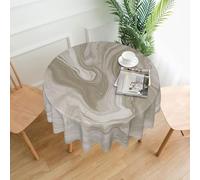 QMKFWT Wavy Line Style Printed Round Tablecloth,Dust-Proof Wrinkle Resistant Table Cover Washable Polyester Table Cloth for Kitchen Dining Room Farmhouse Picnic Indoor Outdoor(Round 60 Inch)