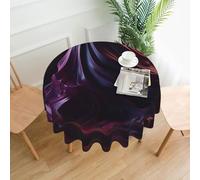 QMKFWT Wavy Texture Printed Round Tablecloth,Dust-Proof Wrinkle Resistant Table Cover Washable Polyester Table Cloth for Kitchen Dining Room Farmhouse Picnic Indoor Outdoor(Round 60 Inch)