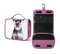 QMKFWT Well-behaved Schnauzer Toiletry Bag Waterproof Makeup Bag with Hanging Hook Cosmetic Bags for Women Travel Essentials