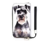 QMKFWT Well-behaved Schnauzer Wallet Large Capacity Clutch Cash PursePU Leather Long Zipper Pouch Wallet Unisex, white, 20x10.5cm, Wallet