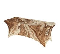 QMKFWT White and Brown Decorative Tablecloth Protector for Wedding, Banquet & Parties6FT Spandex Rectangle Tablecloths, Stretch Washable Table Cloth Wrinkle Free Patio Table Cover