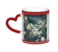 QMKFWT White and Emerald Coffee Mugs 11 Oz Heat Sensitive Starry Sky Color Changing Mugs, Ceramic Magic Cup with Handle Personalized Tea Cups Novelty Coffee Cup Gift for Women Men Red