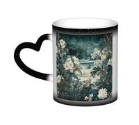 QMKFWT White and Emerald Coffee Mugs 11 Oz Heat Sensitive Starry Sky Color Changing Mugs, Ceramic Magic Cup with Handle Personalized Tea Cups Novelty Coffee Cup Gift for Women Men Black