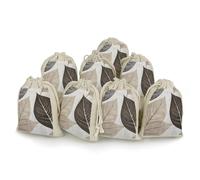 QMKFWT White Leaf Pattern Drawstring Pouches Small Bulk Cotton Burlap Storage Bags Reusable Muslin Sachet Bag for Candy, Toys, Jewelry, Treats, Birthday Party Favors