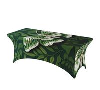 QMKFWT White Moth Decorative Tablecloth Protector for Wedding, Banquet & Parties6FT Spandex Rectangle Tablecloths, Stretch Washable Table Cloth Wrinkle Free Patio Table Cover